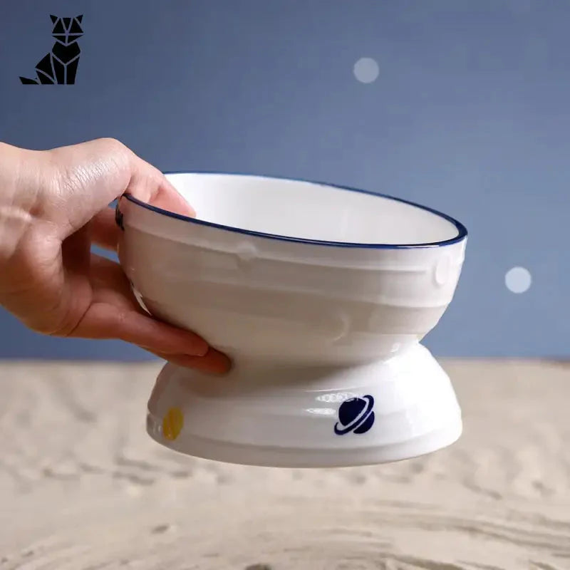 Personne présentant le bol Optimal Food Comfort Bowl for Cats en main pour le plus grand confort de l’animal