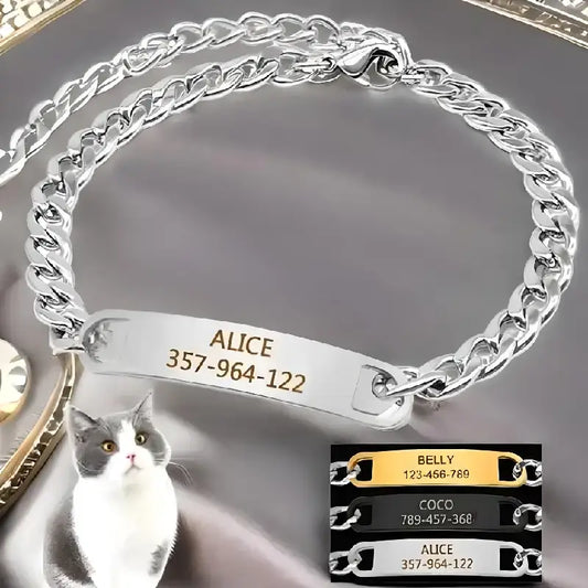 Collier personnalisé pour chat avec bracelet en argent