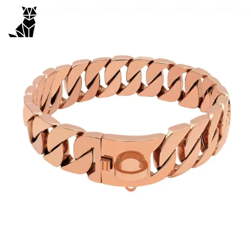 Collier Majestic pour grands chiens avec bracelet en or rose et chaîne métallique